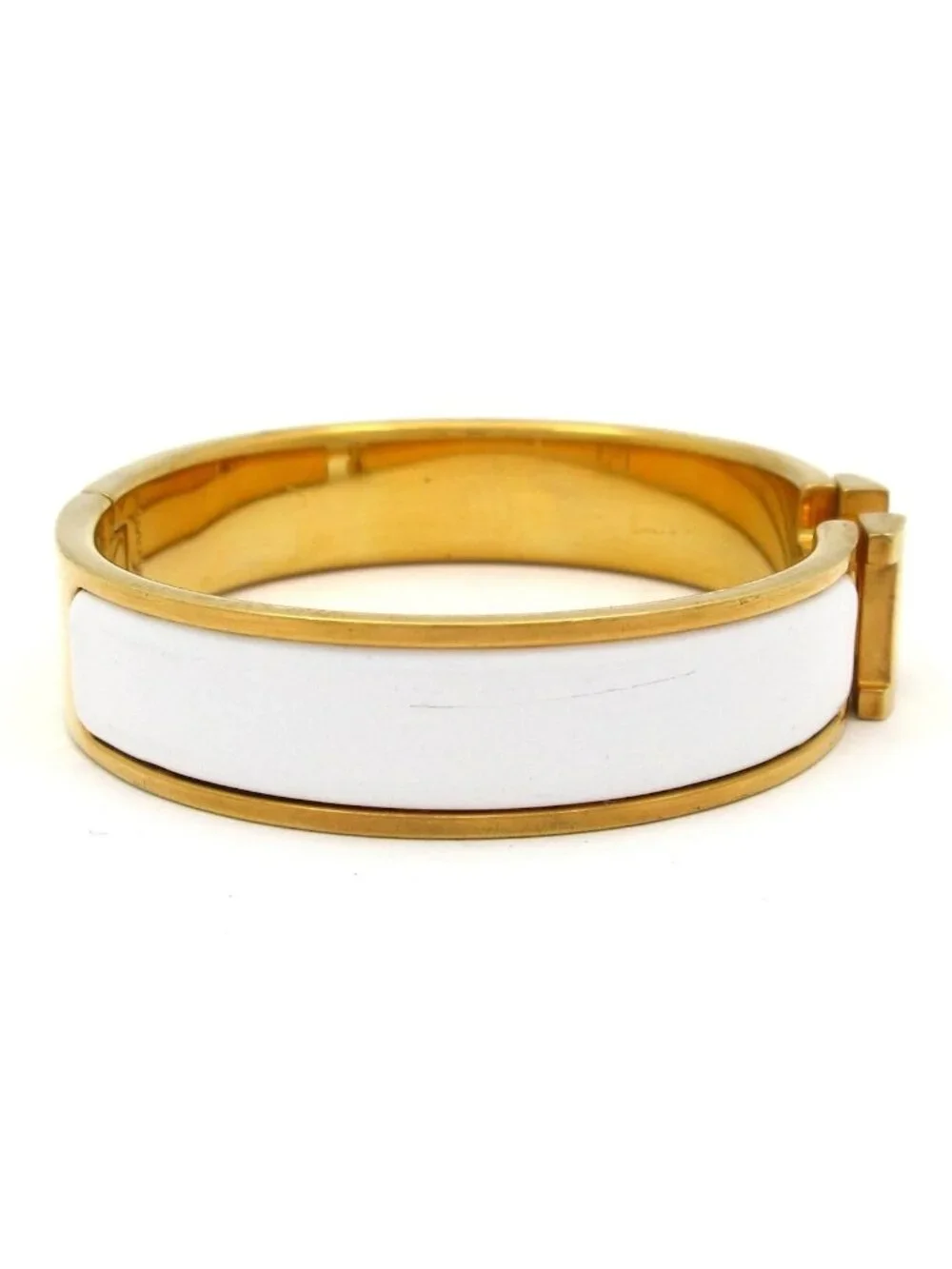 Hermes Bangle Click Gold White Bracelet